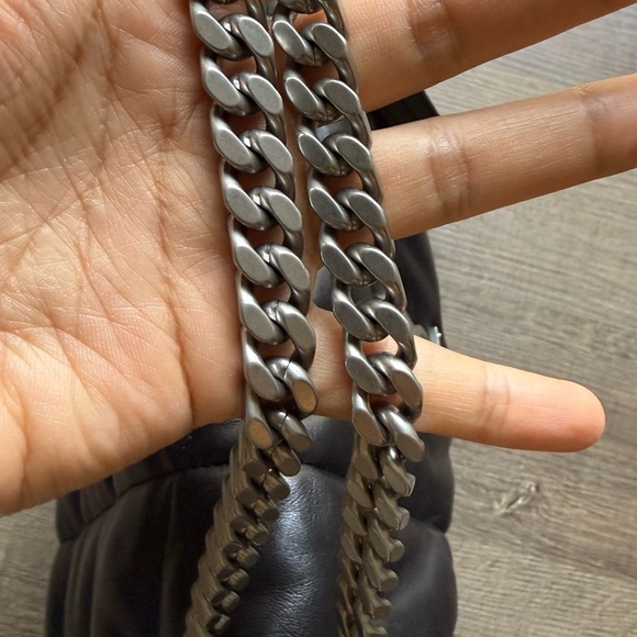 Saint Laurent Lambskin Quilted Monogram Medium Loulou Puffer Chain Satchel Black - Picture 16 of 16